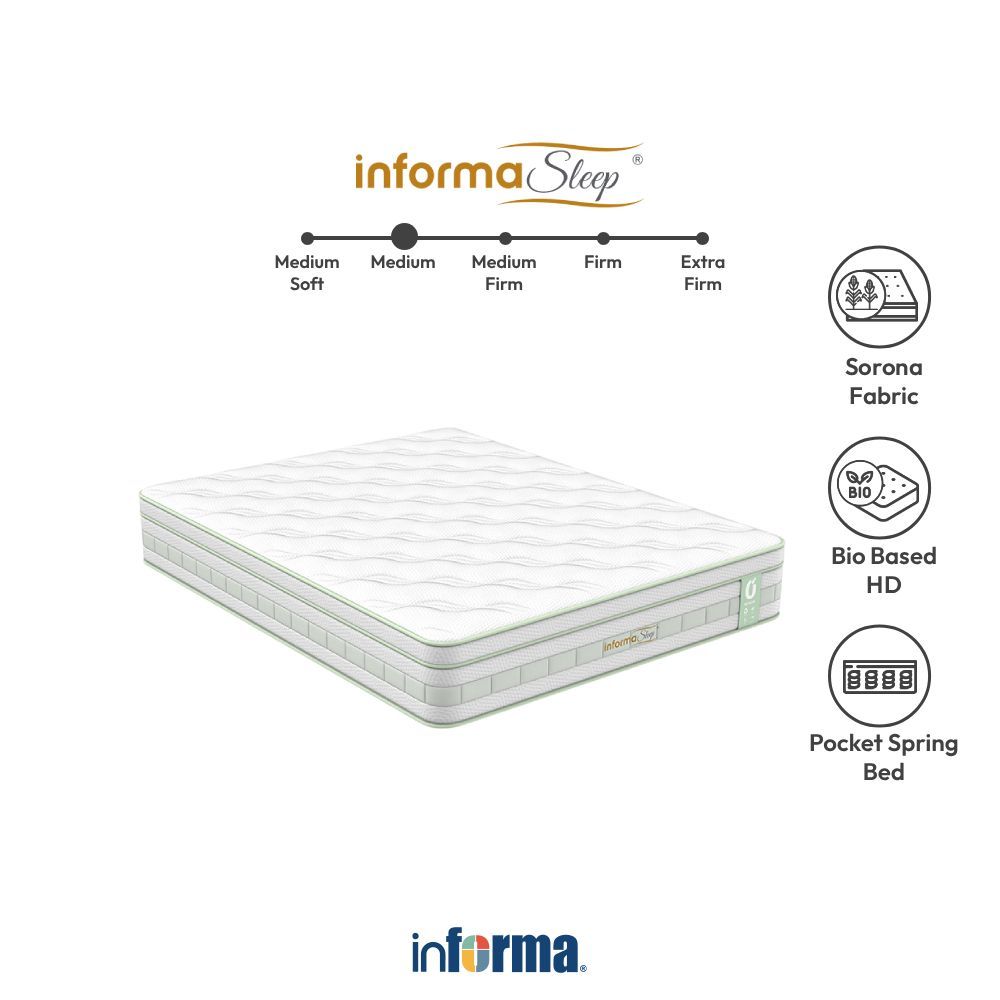Informa Sleep 200x200x32 cm Eco Sorona Kasur Latex Pocket Springbed - Putih Mattress Latex Bio Memor