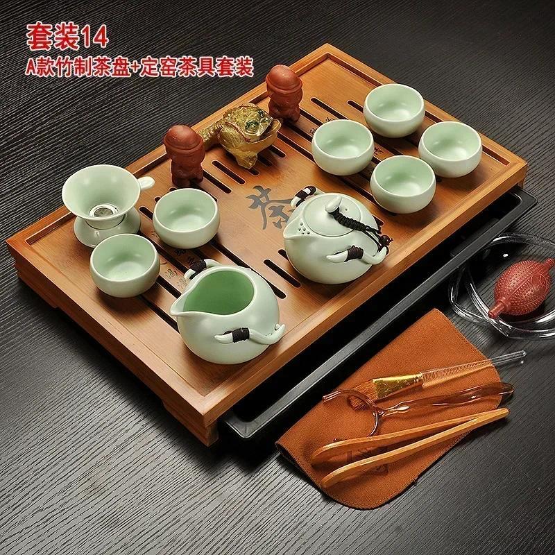 Chinese Tea Set Tray with Gaiwan Infusers Kit Teapot Chinese Luxury Fu Kung Tea Cup Complete Set Gif