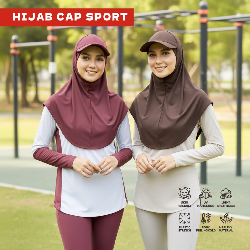 hijab sport topi/jilbab olahraga topi/krudung sporty topi/hijab instan topi sport