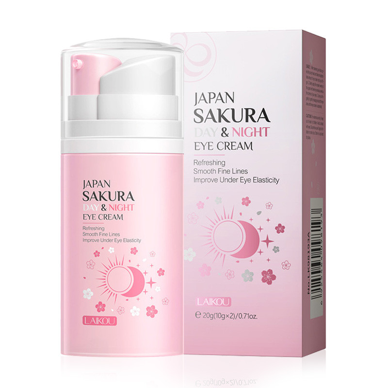 LAIKOU Day and Night Sakura Eye Cream Day And Night Anti Dark Circles Eye Bags Remover Moisturizing 