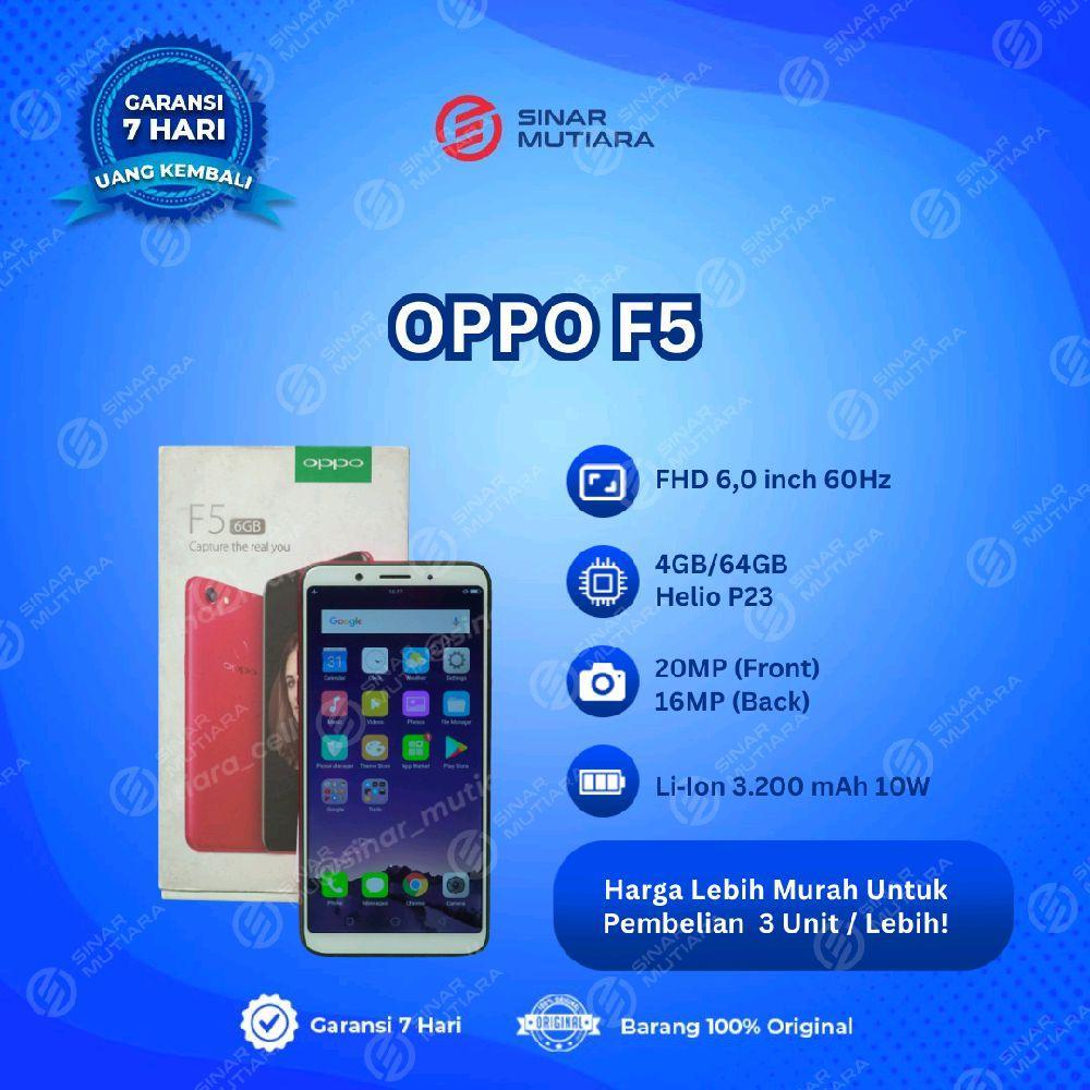 OPPO F5 4/64 GB GRADE C - MINUS HP SECOND ORIGINAL SINAR MUTIARA CELL