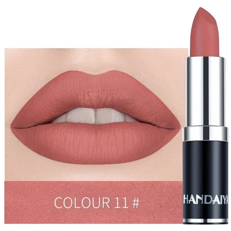 1PC Nude Waterproof Lipstick Matte Pumpkin Color Lipstick Vitamin E Moisturizing Lipstick Profesiona