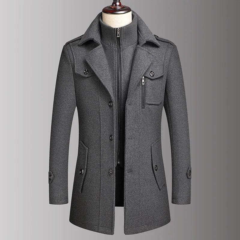 2025 Eur  High-quality double-neck middle-aged men's wool coat, European-sized fashionable, cool and