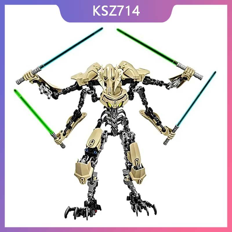 183pcs Ksz714 Star Action Figure Toy Anime General Robot Grievous With Lightsaber Hilt Combat Weapon