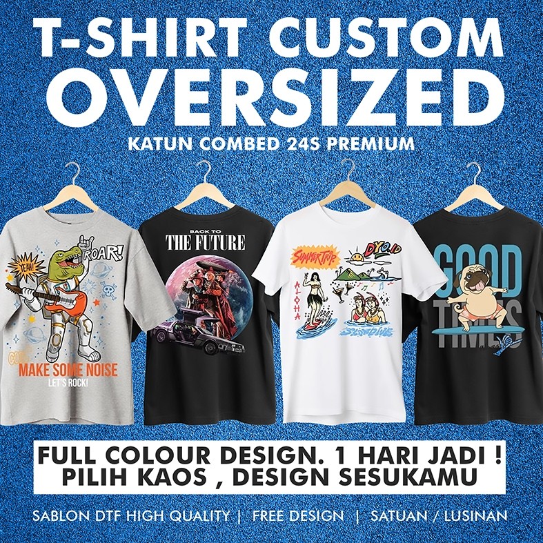 WAH OFC - Kaos Custom Sablon Satuan DTF I TSHIRT OVERSIZED I Bikin kaos satuan