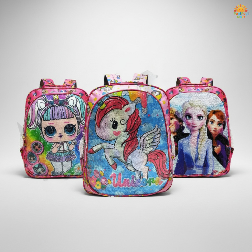 Tas Sekolah Sequin Usap Dua Gambar LOL Unicorn Pony Frozen Ransel Anak TK SD Terbaru