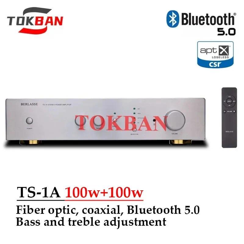 Tokban TS-1A 100w*2 2.0 Class AB Power Amplifier with Remote Control Bluetooth 5.0 Aptx Fiber Coaxia