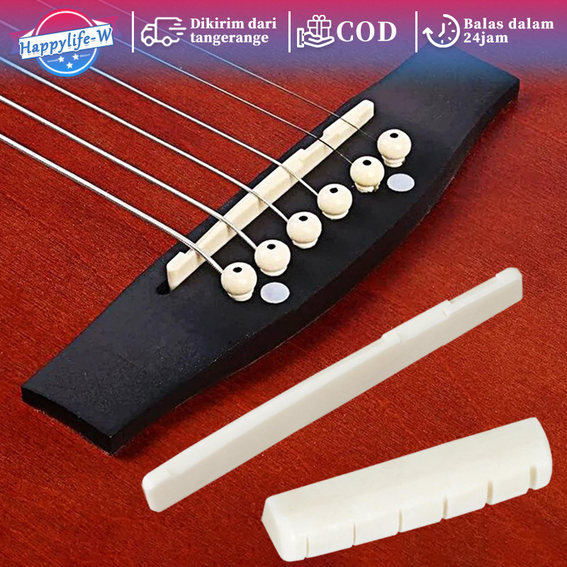 Saddle Gitar Cowboy Cow Bone Nut / Saddle Bridge Tulang Saddle Gitar Akustik Bone Nut Gitar Akustik