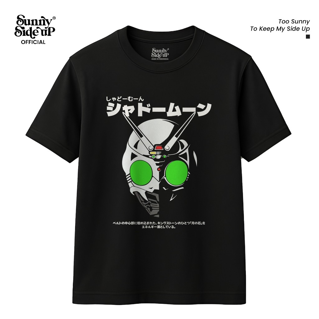 SUNNY SIDE UP Kaos T-shirt Distro Streetwear Pria Wanita Unisex Shadow Moon Black Cotton Combed 24s 