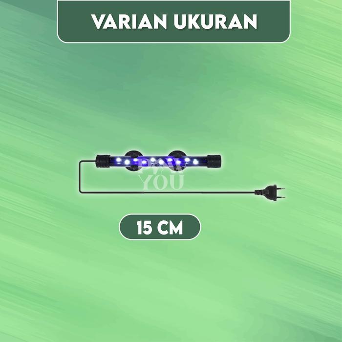 Lampu Akuarium Celup 15 35 55 cm LED Tahan Air Aquascape Ikan Hias Aquarium Cupang - 15 cm, Putih