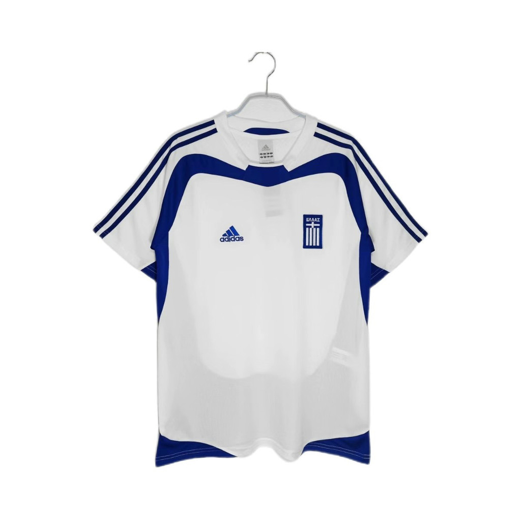 Jersey Olahraga Seragam Sepak Bola 2004/Yunani Away Klasik Retro Bordir Olahraga