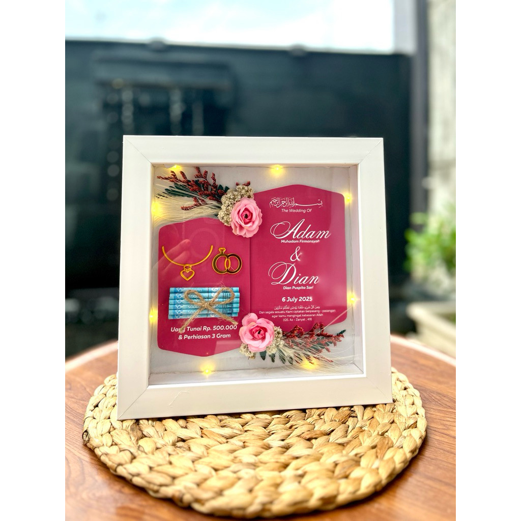 BINGKAI MAHAR PERNIKAHAN CUSTOM /MAHAR IN FLOWER FRAME 3D CUSTOM/ FRAME MAHAR