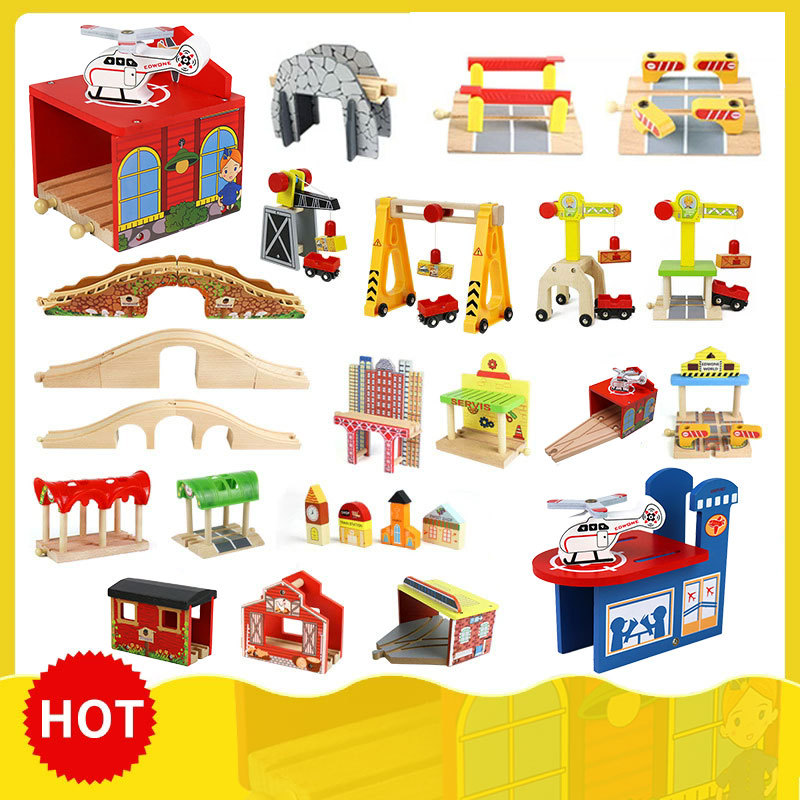 New Wooden Train Track Toy Railway Rails Accessories Fit Thomas Train Road Connector Wood Railway Br