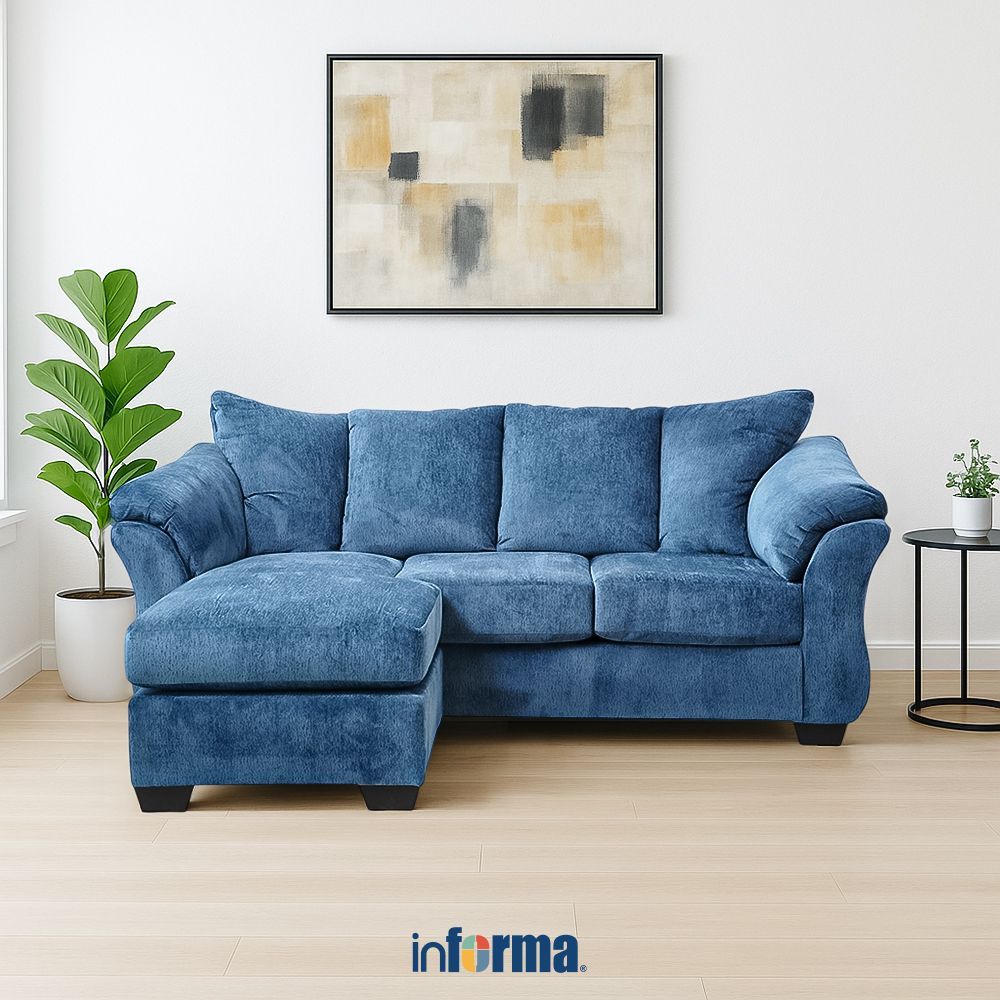 Informa Ashley Darcy Sofa Sectional Fabric 4 Seater - Biru Navy