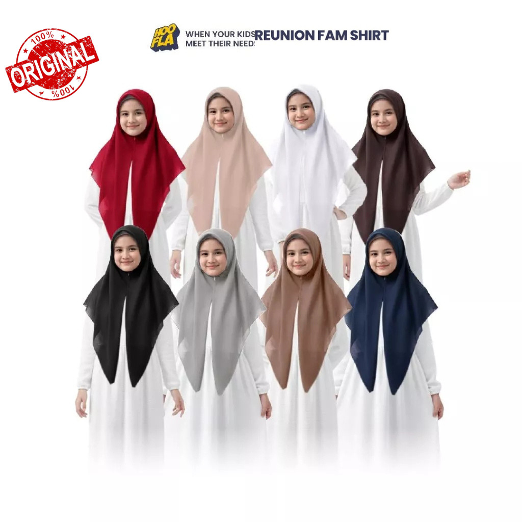 HOOFLA Kerudung Instan Segitiga Anak Bahan Paris Premium Aruna Zipper Paris