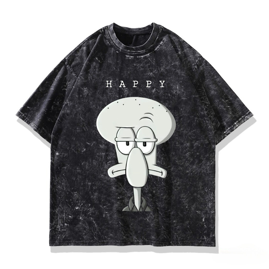 COD Misteri T shirt Cartoon Squidward Happy Face | Kaos Washed Oversize
