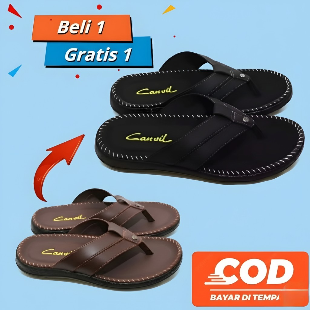 SANDAL CARVIL SELOP KEREN PROMO KEKINIAN KULIT ELEGANT KASUAL JAPIT PRIA TERBARU