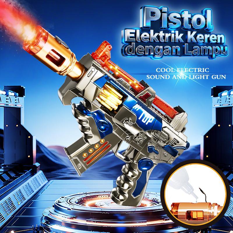 Mainan Pistol Blaster Elektrik  Anak Laki Laki - Dengan Lampu LED, Suara Realistis & Semprotan Kabut