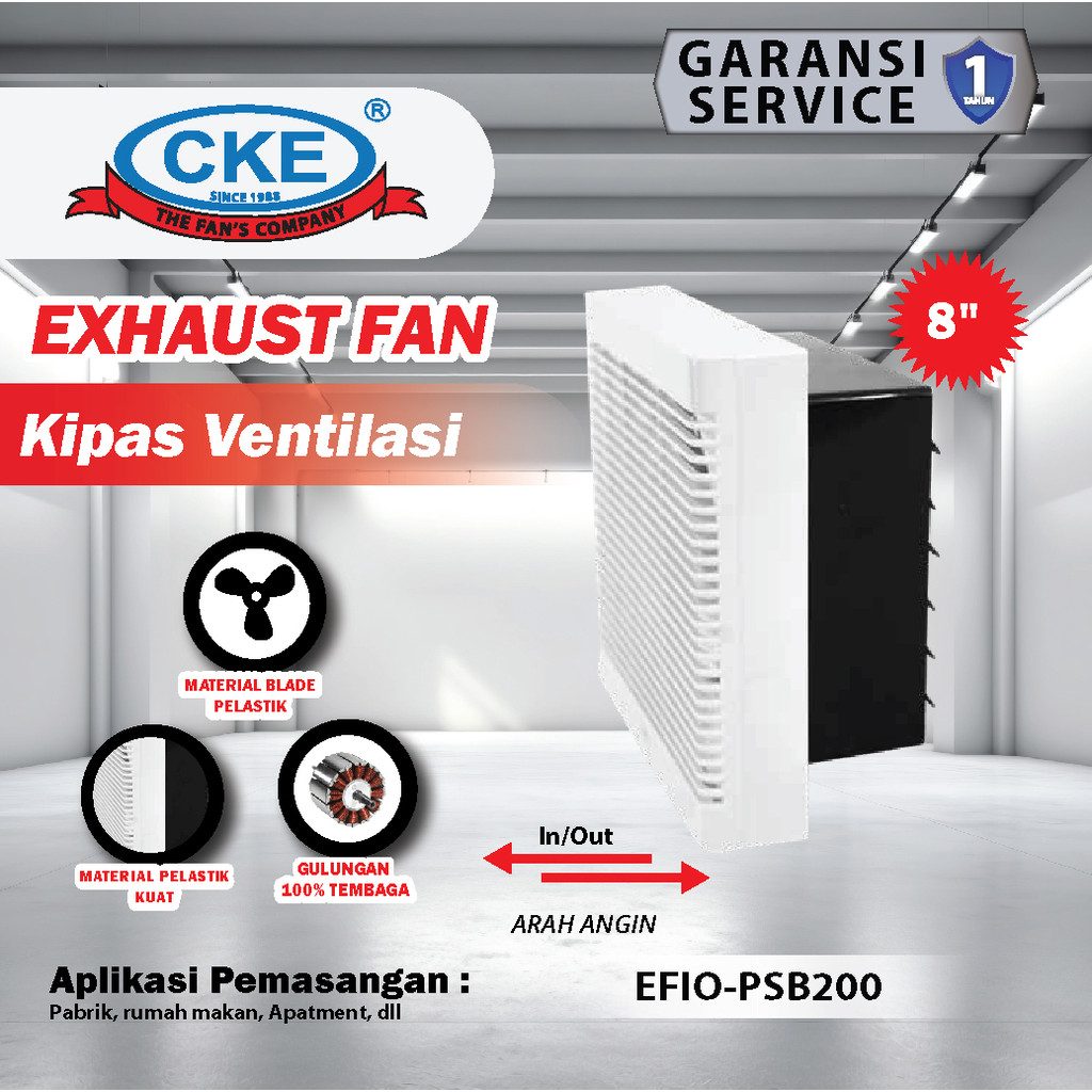 CKE Exhaust Fan 8 Inch Kipas Ventilasi Dinding Tembok Shutter In-Out Kipas Eksos Rumah Dapur