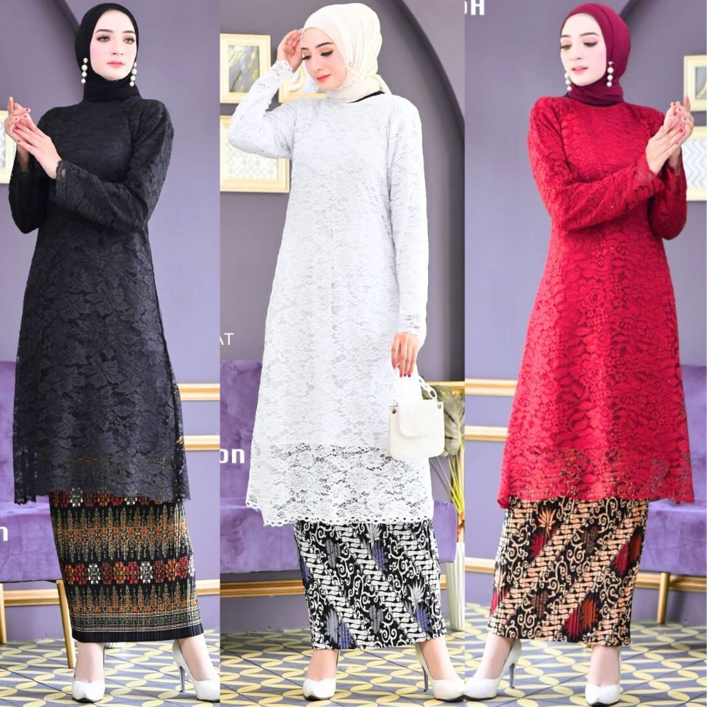 AF PROMO SAAT INI.. Setelan Kebaya Modern Tunik Brukat, kebaya Kurung  Warna Silver Dan Warna Lainny