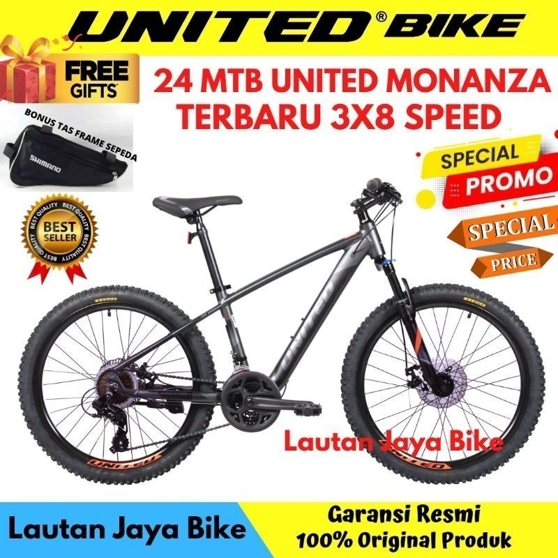 Sepeda Gunung MTB 24 UNITED MONANZA Frame Alloy Terbaru 2023