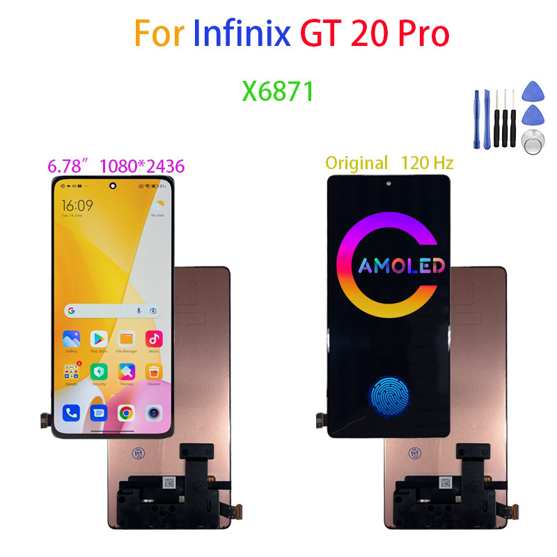 Original AMOLED For Infinix GT 20 Pro X6871 LCD splay Screen+Tou Panel gitizer For INFINIX GT20 Pro 