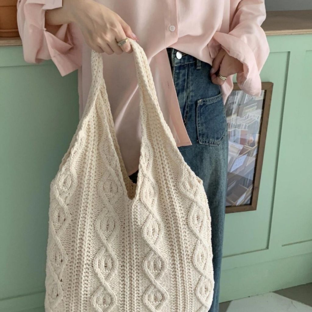 Tas Rajut Wanita Terbaru | Tas Santai Fashion Korea Model Kekinian