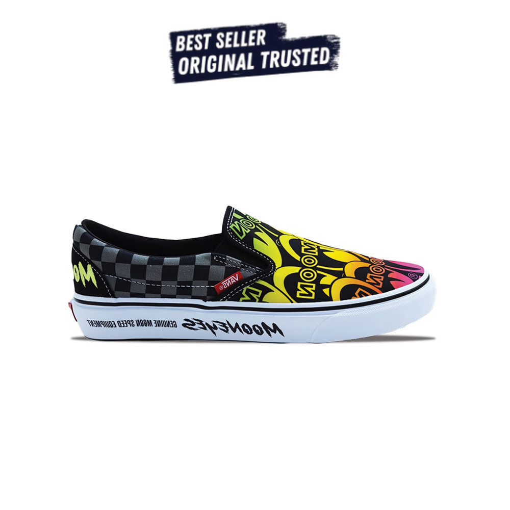 Sepatu Sneakers Mooneyes X Vans Slip On White Black Green Orange VN000CP6BHG  Original BNIB