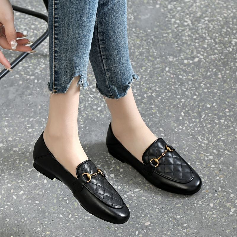 Genuine Leather Flat Loafers Slip-On Moccasins for Women