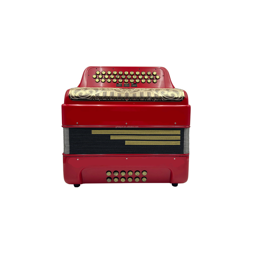Professional 34Button 12Bass 3Register Red Wood Accoron JB3412C with Gold Grill and Buttons atonic A