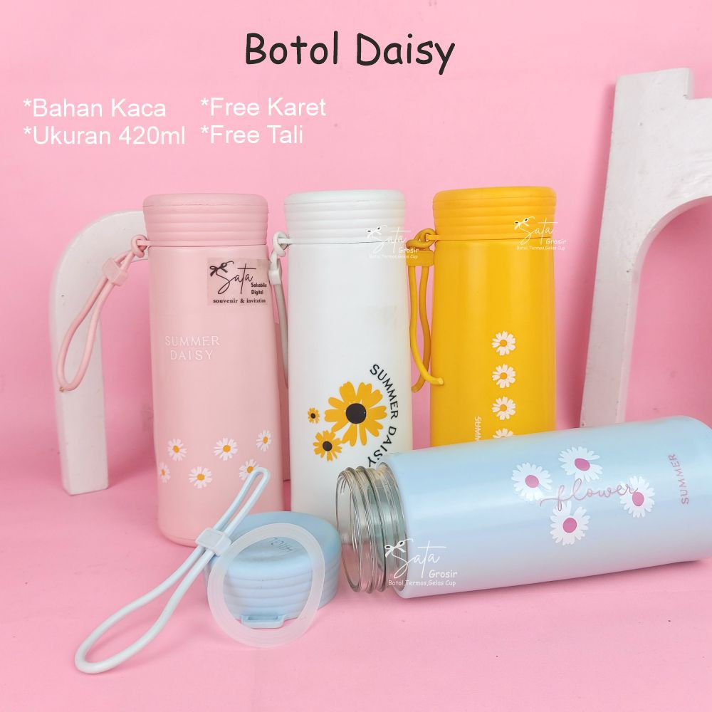 (GS) Botol Minum Tumbler Summer Daisy 500 ml /Botol Kaca Daisy Bunga Summer Tumbler Glass Termos Air