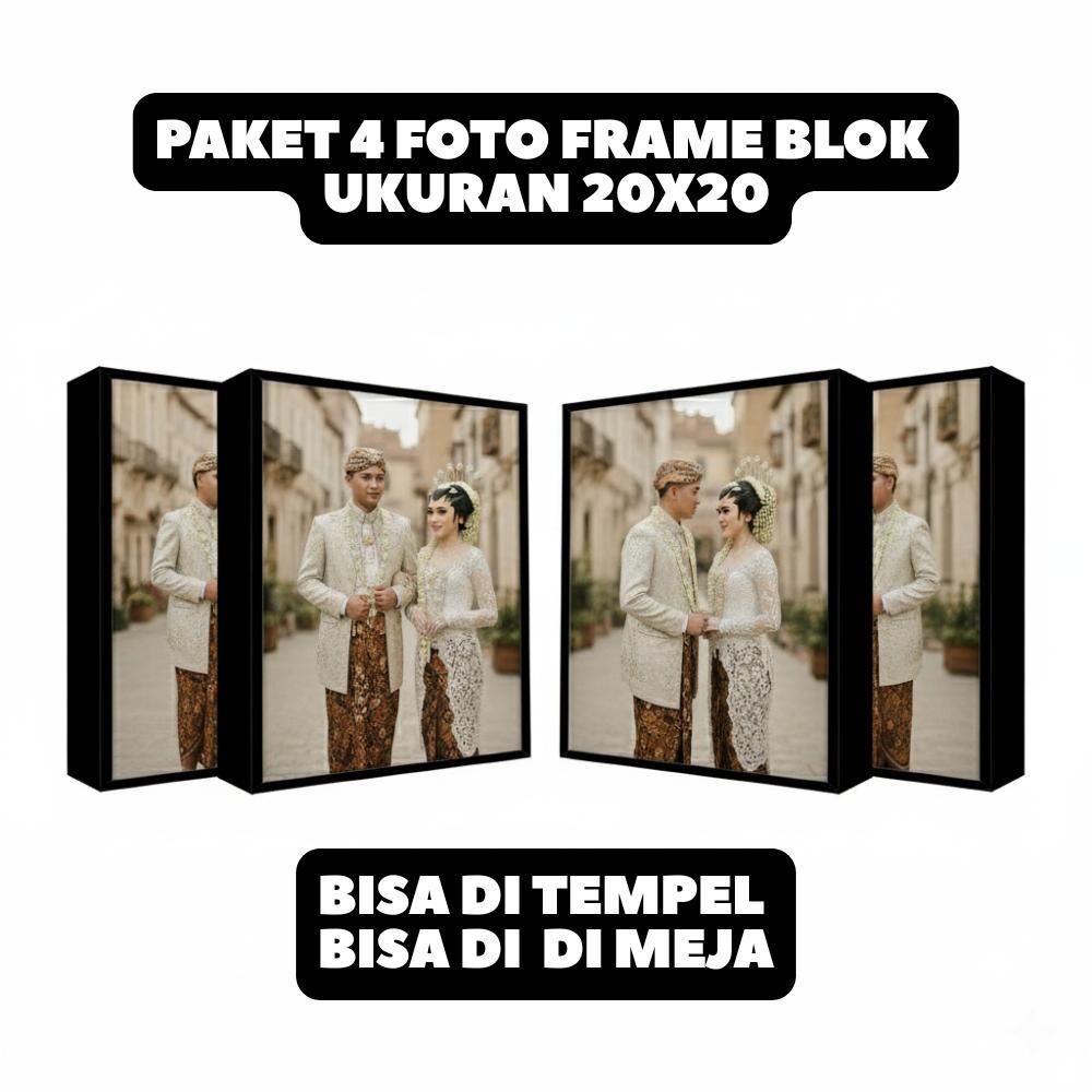 Paket 4 Foto Frame Blok Ukuran 20x20 Bisa Di Tempel Bisa Di Taroh Di Meja Cetak Foto Fiber Blok Isi 