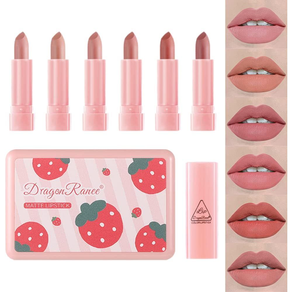 Set Lipstik Matte 6 Warna, Lipstik Matte, Lipstik Ukuran Mini, Tahan Air, Lipstik Matte Velvet Tahan