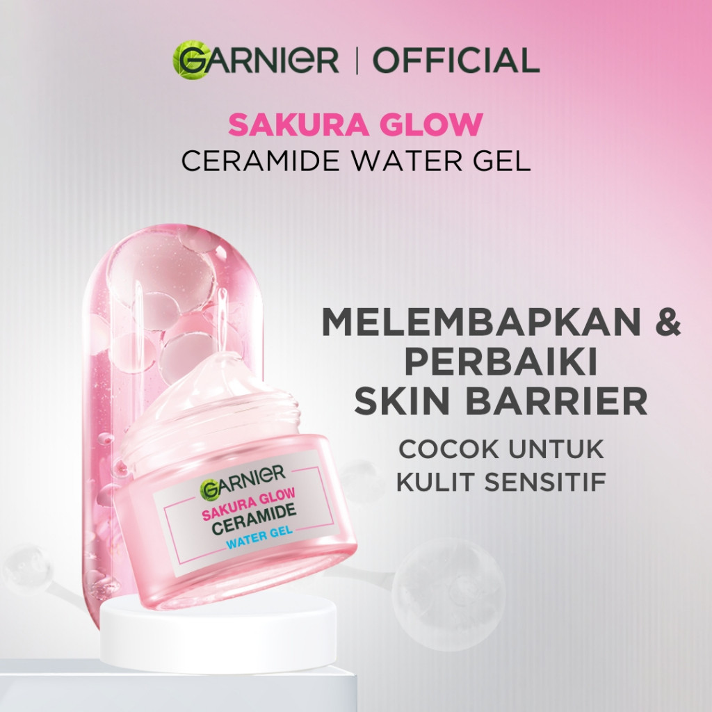 GARNIER Sakura Glow Ceramide Barrier Moisturizer Gel 50ml Skincare Water Gel Pelembab Ringan mencera