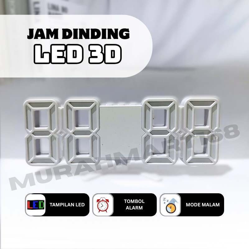 JAM DINDING DIGITAL LED/JAM MEJA-ALARM-SUHU/JAM 3D BESAR MODERN/JAM AESTHETIC LED 3D
