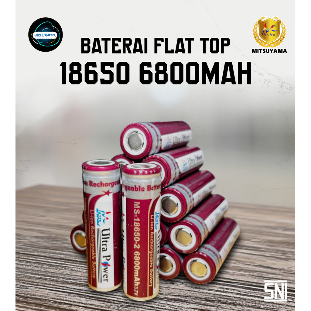 Baterai / Battery Li-ion 18650 Recharge 6800mAh FLAT TOP Tanpa Kepala