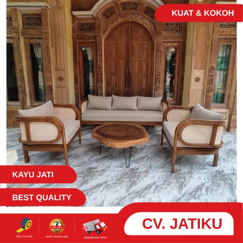 kursi tamu rotan kursi sofa rotan kursi ruang tamu sofa rotan kursi tamu kayu jati terlaris