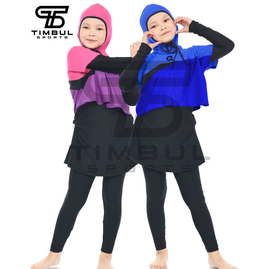 KEENAN Baju Renang Muslim Muslimah Anak Perempuan, pakaian renang anak TK SD Tanggung Muslimah Hijab