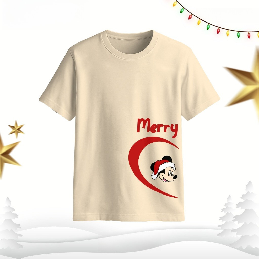 COD Misteri Kaos Couple Reguler Natal Unik, Lucu-Tebal, Tidak Terawang | -Mickey Natal/Minie Natal