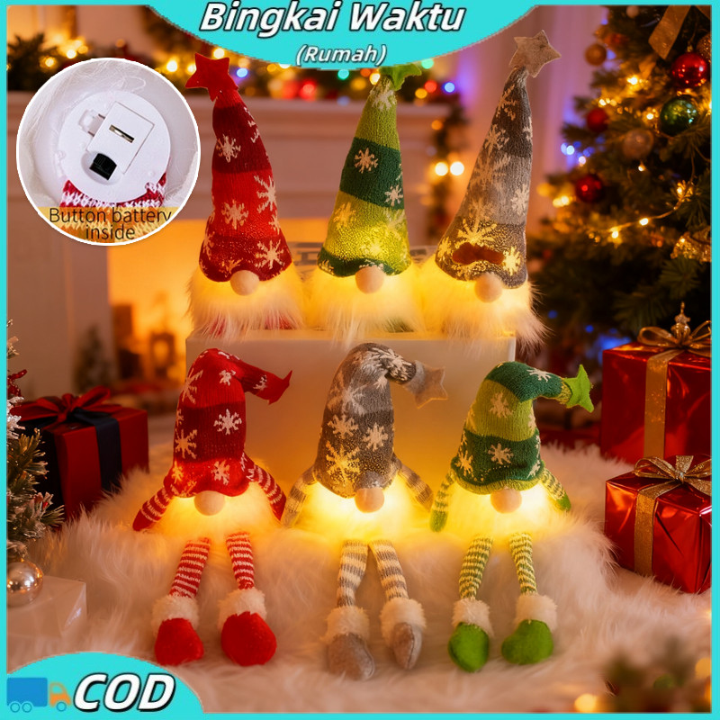 Boneka Natal Gnome Boneka Bercahaya Chrismas / Boneka Kurcaci Bercahaya Dekorasi Rumah / Tanpa Wajah