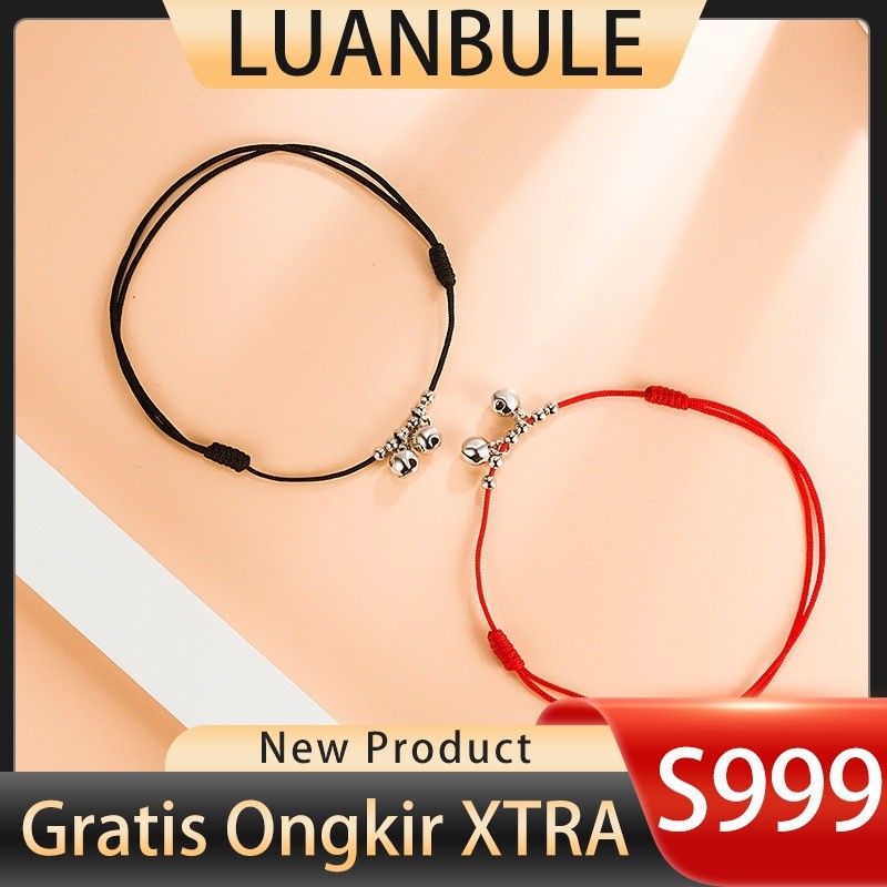 LUANBULE Gelang Kaki Lonceng Perak S999 Wanita Tali Merah