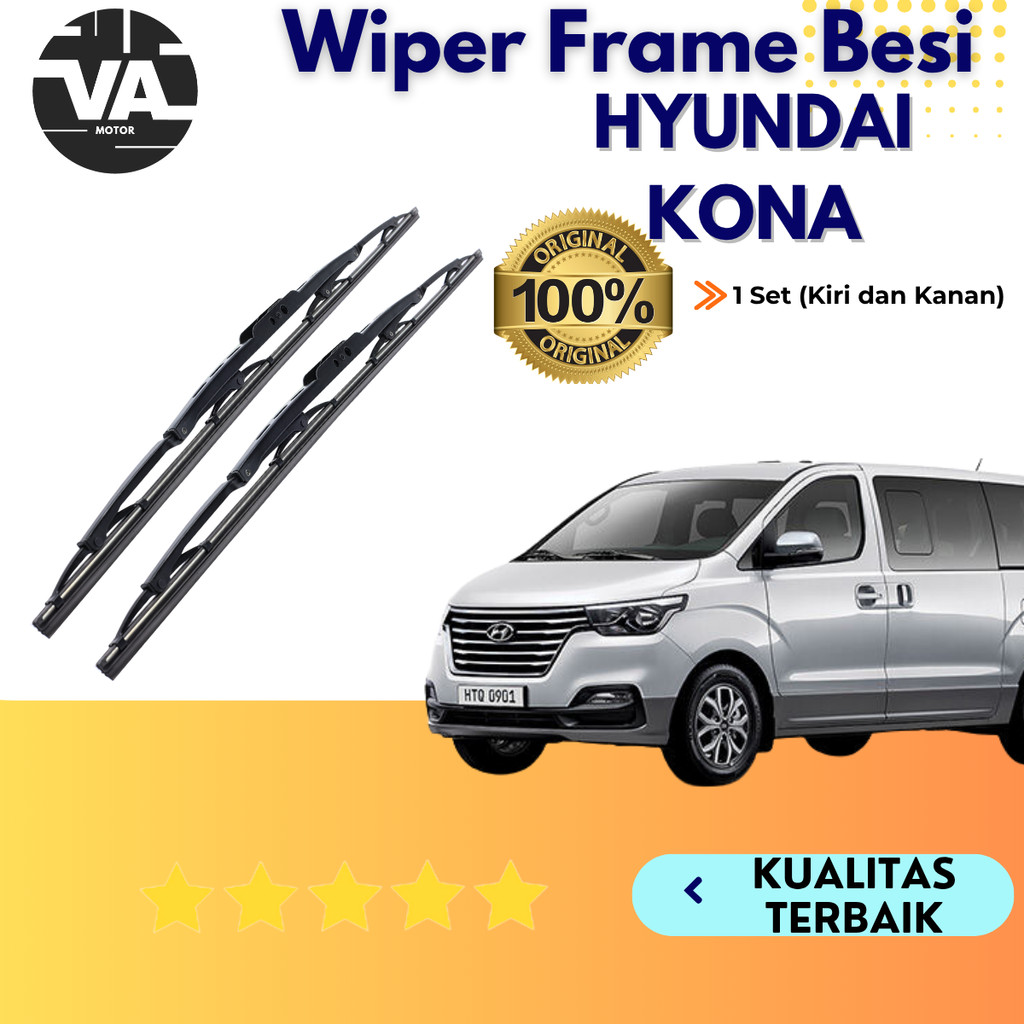 Wiper Metal Blade Mobil Hyundai Kona Frame Besi Konvensional 1 Set Kiri & kanan