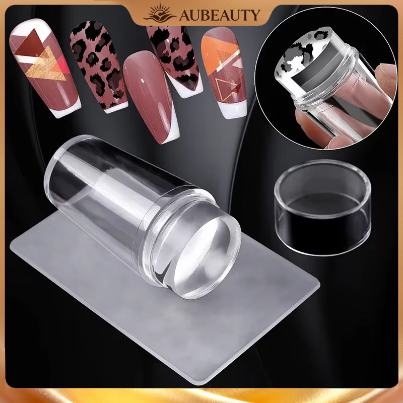 Aubeauty 1pcs Papan stempel desain manikur Prancis, stempel cat kuku cetak, aksesori, dan alat