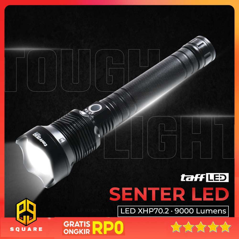 TaffLED Senter LED Long Range Zoom USB Recharge XHP70.2 9000 Lumens - HS313 Original 99 Square