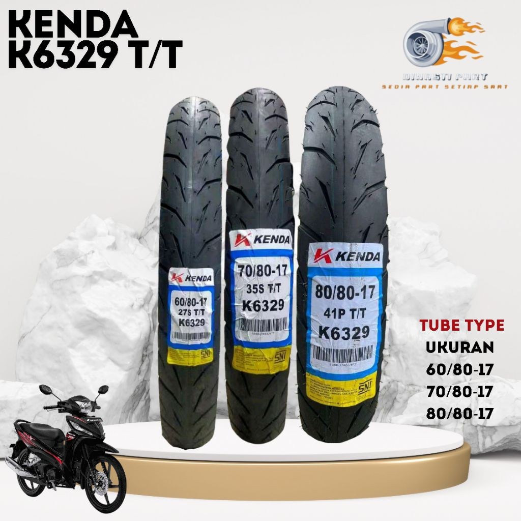 ANONNIA.ID Ban Motor Ring 17 KENDA K6329 ukuran 60/80-17 70/80-17 80/80-17 Tube Type Kecil Cacing Dr