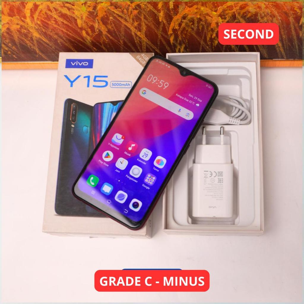 VIVO Y15 4/64 GB GRADE C - MINUS HP SECOND ORIGINAL SINAR MUTIARA CELL