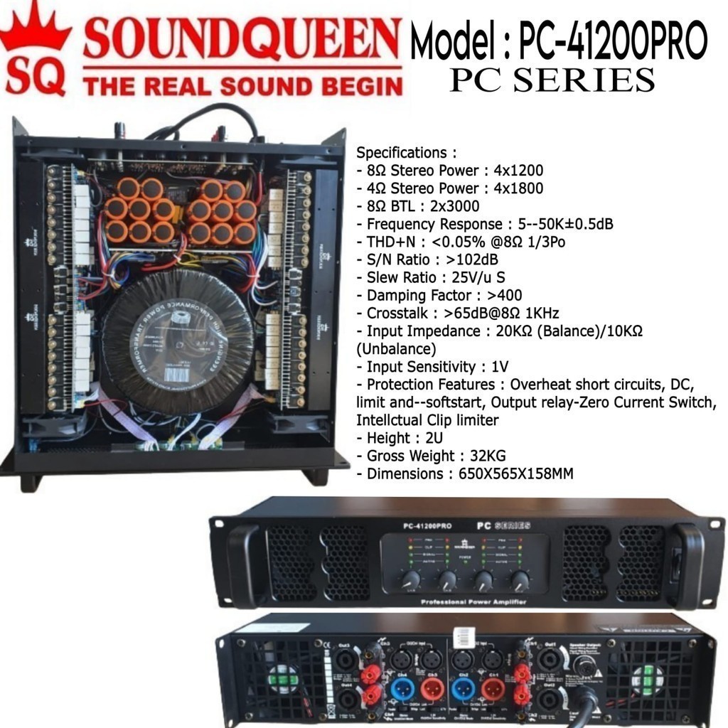 POWER AMPLIFIER SOUNDQUEEN PC - 41200 4CH 4X1200 WATT Power sound queen pc-41200 pro