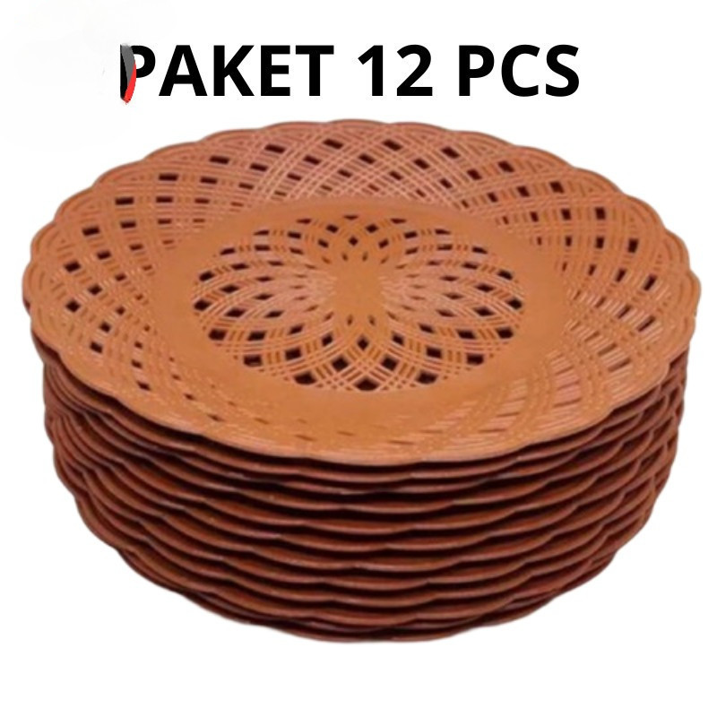 Piring BUAH Rotan Plastik Motif Anyaman Harga perlusin PIRING PLASTIK SERBAGUNA