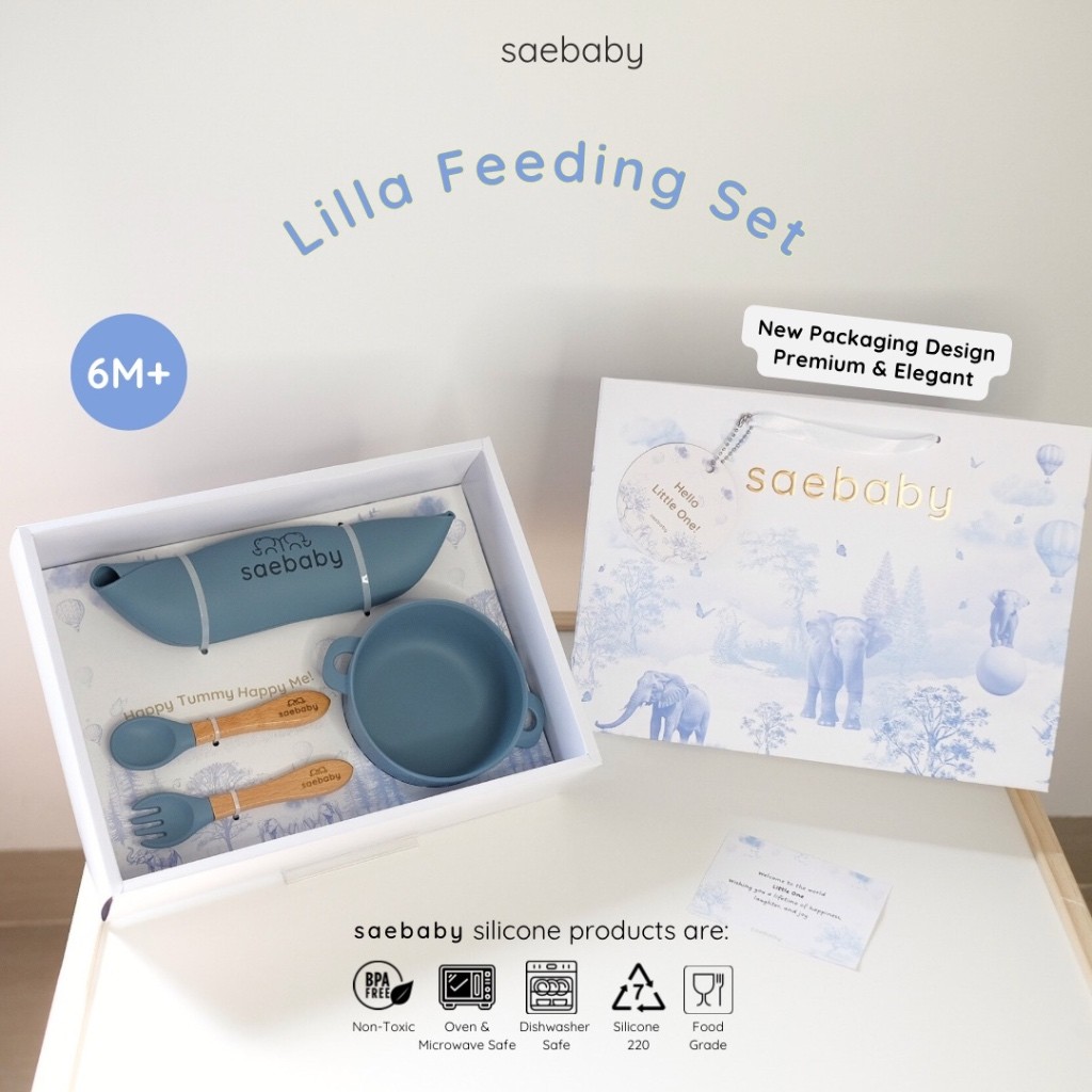 TERLARIS SAE LILLA SET, Baby Feeding Silicone Set, Hampers Bayi Peralatan Makan Bayi, Hampers Lahira