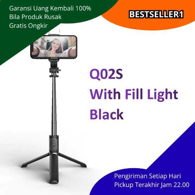 Tripod Hp Tongsis Monopod Portable Bluetooth Dengan Lampu LED 3 Mode Cahaya Adjustable Untuk Foto Vi